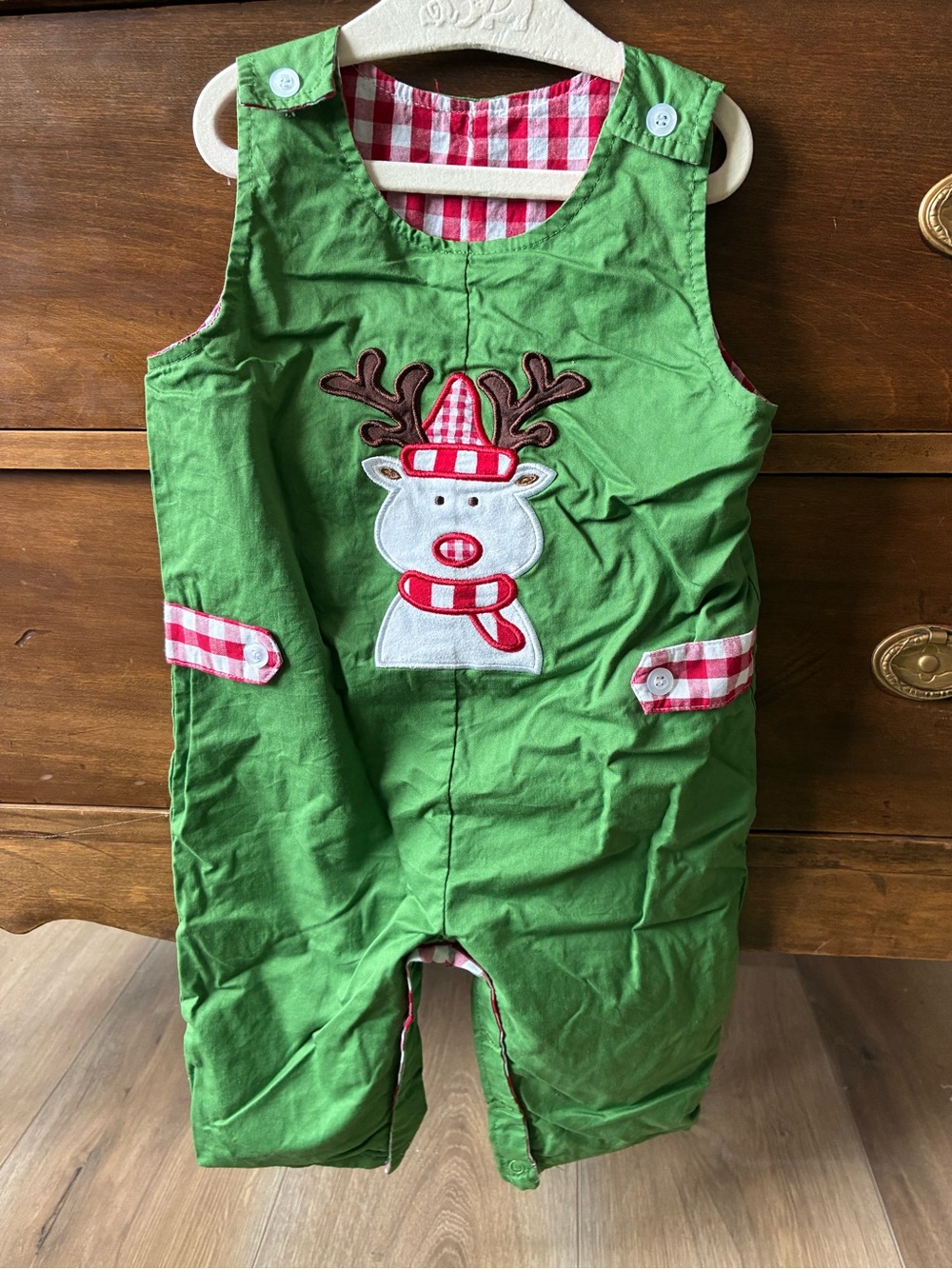 Reversible Christmas Embroidered Baby Romper